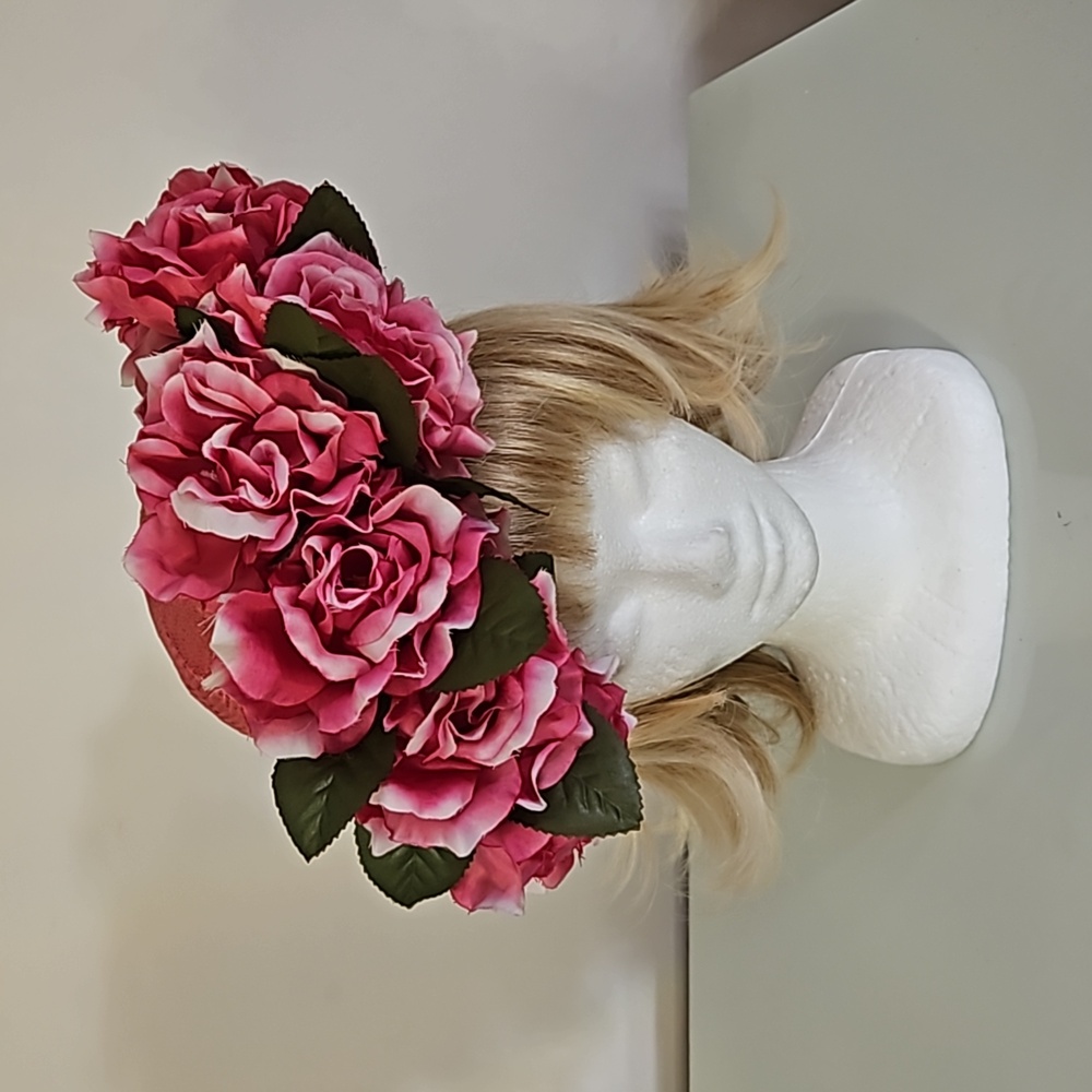 One of a Kind Pink Floral Hat Vintage
